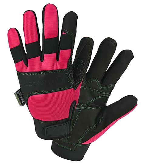 John Deere JD90015/WML All-Purpose Winter Gloves, Women's, L, Hook and Loop Cuff, Foam/Spandex, Black/Pink