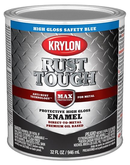 Krylon Rust Tough K09715008 Rust-Preventative Paint, Gloss Sheen, Safety Blue, 1 qt, 400 sq-ft/gal Coverage Area  2 Pack