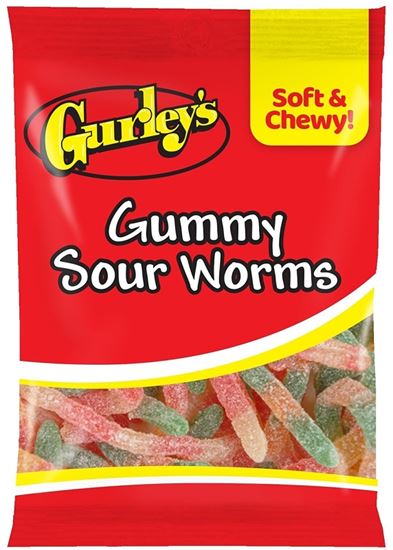 Gurley's 743786 Candy, Gummy, Gummy Sour Worms Flavor, 5 oz  12 Pack