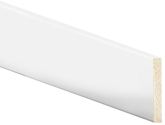 Inteplast Group 50400800032 Modern Baseboard Moulding, 8 ft L, 4 in W, 1/2 in Thick, Polystyrene, Crystal White  12 Pack