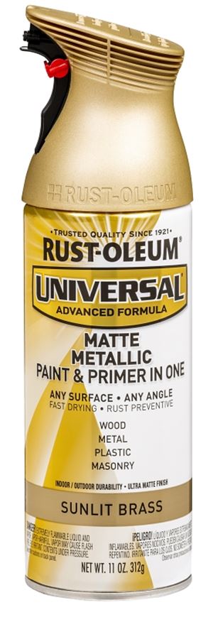 Rust-Oleum 353093 Metallic Spray Paint, Matte, Sunlit Brass, 11 oz
