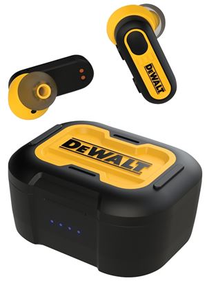 DeWALT Pro-X1 190 2092 DW2 Jobsite True Earbuds, 5.0 Bluetooth, Black/Yellow, Pack of 2