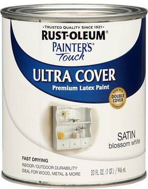 RUST-OLEUM PAINTER'S Touch 267330 Brush-On Paint, Satin, Blossom White, 1 qt