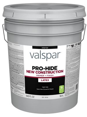 Valspar PRO-HIDE 91111 Series 028.0091111.008 Interior New Construction Primer, White, 5 gal, Pail