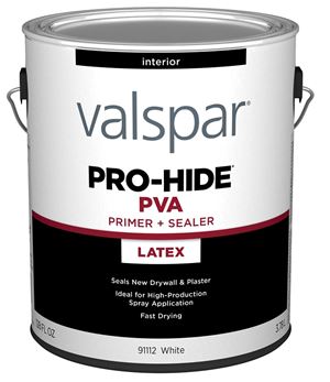 Valspar Pro-Hide 91112 028.0091112.007 Interior PVA Primer, White, 1 gal, Metal Pail, Pack of 4