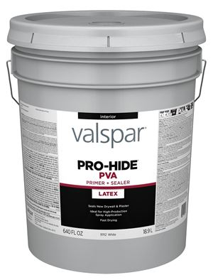 Valspar Pro-Hide 91112 028.0091112.008 Interior PVA Primer, White, 5 gal, Plastic Pail