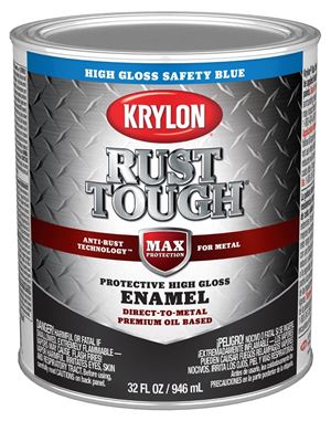Krylon Rust Tough K09715008 Rust Preventative Paint, Gloss, Safety Blue, 1 qt, 400 sq-ft/gal Coverage Area, Pack of 2