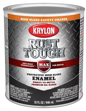 Krylon Rust Tough K09767008 Rust Preventative Paint, Gloss, Safety Orange, 1 qt, 400 sq-ft/gal Coverage Area, Pack of 2