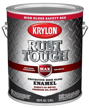 Krylon Rust Tough K09737008 Rust Preventative Paint, Gloss, Radiant/Safety Red, 1 gal, 400 sq-ft/gal Coverage Area, Pack of 4