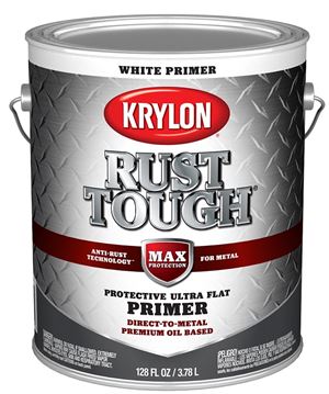 Krylon Rust Tough K09744008 Primer, Ultra Flat, White, 1 gal, Pack of 4