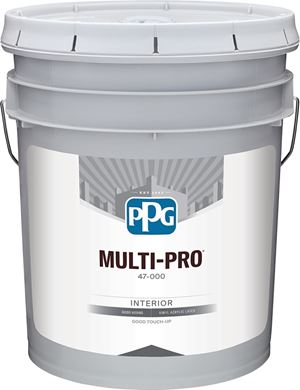 PPG 47-104/05 Interior Paint, Flat Sheen, Shell White, 5 gal, 400 sq-ft Coverage Area