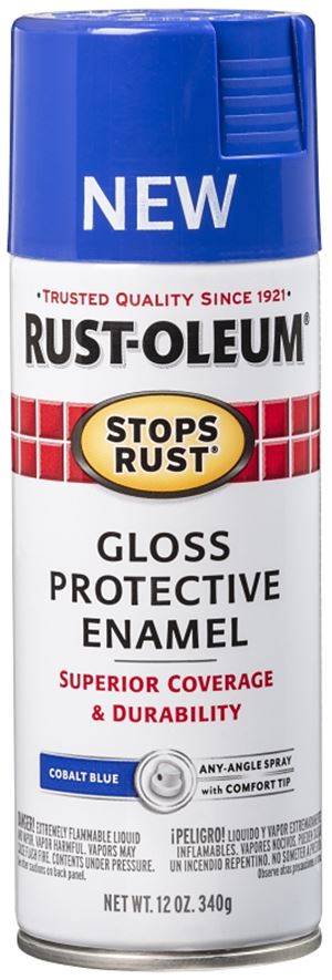 RUST-OLEUM 347024 Rust-Preventative Spray Paint, Gloss, Cobalt Blue, 12 oz, Can  6 Pack