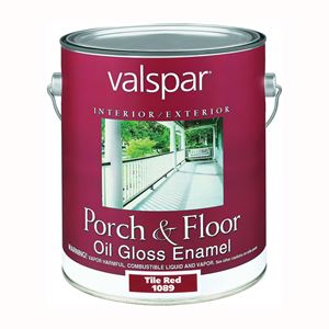 Valspar 027.0001089.007 Porch and Floor Enamel Paint, High-Gloss, Tile Red, 1 gal, Pack of 2