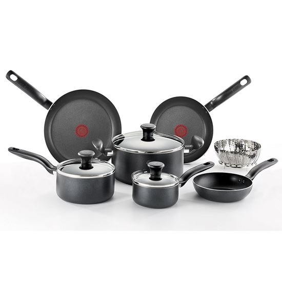 T-fal Stainless Steel Cookware Set, Non-Stick, Dishwasher & Oven Safe,  10-pc