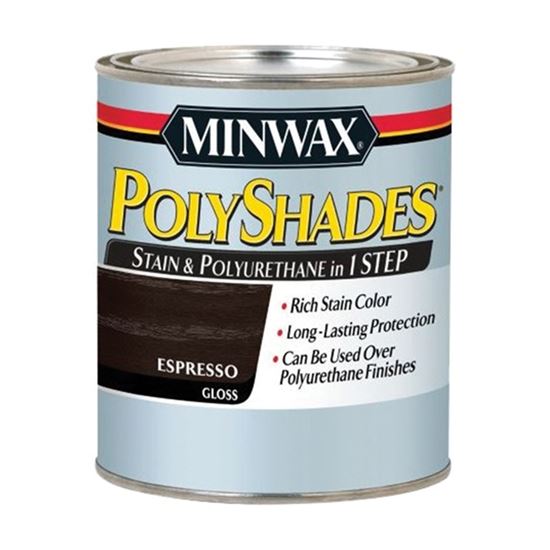 Minwax PolyShades 614970444 Waterbased Polyurethane Stain, Gloss, Liquid, Espresso, 1 qt - VORG8487704
