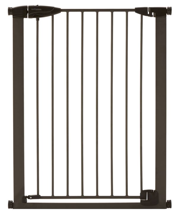Toddleroo by North States 5323 Child Safety Gate, Metal, Gray, Matte Bronze, 36 in H Dimensions, Triple-Lock, Self Lock