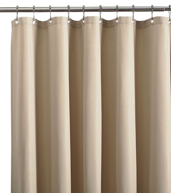 Zenna Home LFRLWTRTNL Shower Curtain Liner, 72 in L, 70 in W, Polyester, Tan