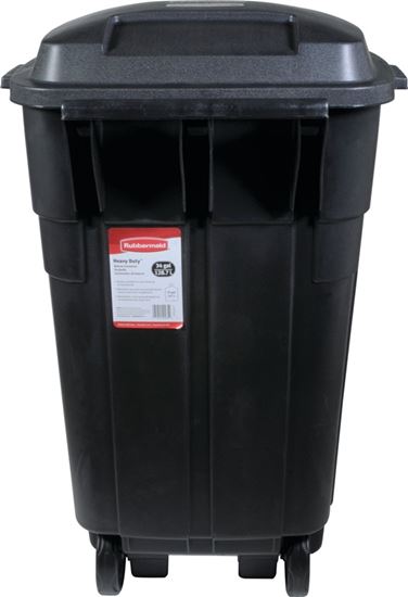 Rubbermaid Roughneck FG289804BLA Wheeled Trash Can, 34 gal Capacity, Resin,  Black, Detached Lid Closure 4 Pack #VORG6252647, FG289804BLA