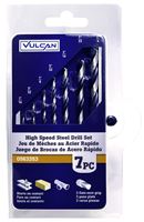 Vulcan Carded Drill Bit Set, 7-Piece, High-Speed Steel, Black Oxide/Polished 
