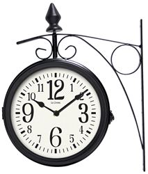 La Crosse 104-730 Station Clock with Thermometer, Round, Analog Display, Metal Frame 
