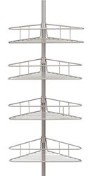 Kenney KN61519 Tension Pole Caddy, 5 to 9 ft OAL, 4-Shelf, Metal, Satin Nickel 