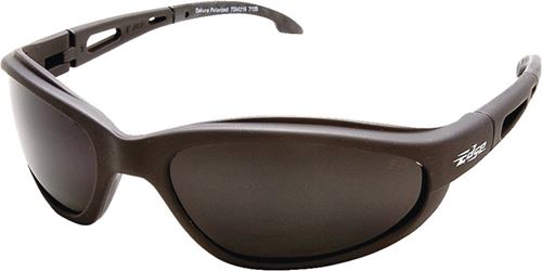 Edge Dakura TSM216 Polarized Safety Glasses, Smoke Scratch Resistant Polycarbonate Lens, Black Frame 