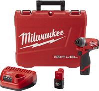 Milwaukee M12 FUEL 3453-22 Impact Driver Kit, Battery Included, 12 V, 2 Ah, 1/4 in Chuck, Hex Chuck 