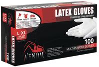 Venom VEN4125 Multi-Purpose Disposable Gloves, Large/Extra-Large, Latex, Clear 
