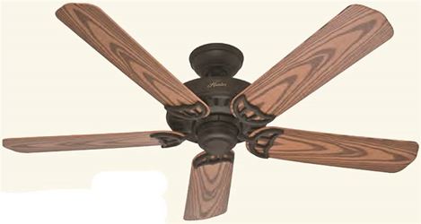 Bridgeport 53126 Decorative Ceiling Fan, 13 deg Blade Pitch, New Bronze Housing, Oak Plastic, 5671 cfm, 66 W 