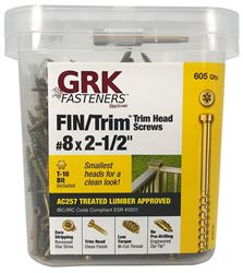 GRK Fasteners FIN/Trim 16730 Screw, #8 Thread, 2-1/2 in L, Trim Head, Star Drive, Steel, 605 PAIL 