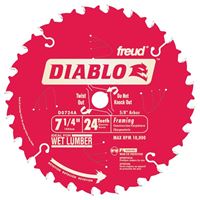 Diablo D0724A Circular Saw Blade, 7-1/4 in Dia x 0.04 in T, 24 Teeth, 5/8 in Arbor 