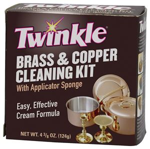 Twinkle 525105 Brass and Copper Cleaning Kit, 4.4 oz, Paste, Lemon, Greenish Yellow