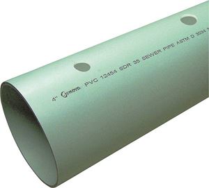JM Eagle SDR Series 77743 Pipe, 4 in, 10 ft L, Solvent Weld, PVC, Green