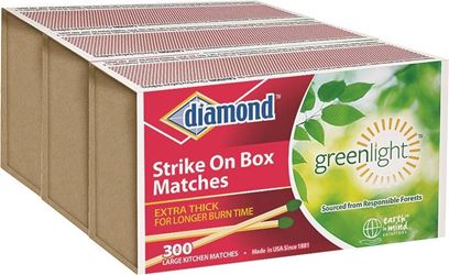 diamond Greenlight 02234 Strike On Box Fire Matches, 300-Stick, Aspen Wood Stick, Pack of 24 