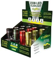 Gogreen Power TRAVERGO GG-113-COBD12 Flashlight Display, LED Lamp, Alkaline Battery, Assorted 12 Pack 