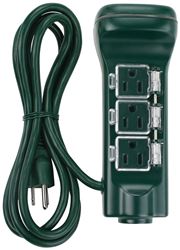 PowerZone Timer Touch And Ground Stake, 6 Outlet, Green 