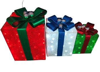 Santas Forest 58414 LED Gift Box Set, set of 3 