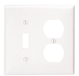 Leviton 80705-W Combination Wallplate, 2-Gang, Nylon, White 