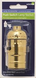 Leviton 6098-PG Lamp Holder, 250 V, 660 W, Aluminum Contact, Phenolic Housing Material, Brass 