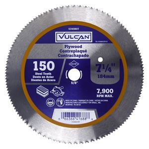 Vulcan 416880OR Circular Saw Blade, Steel, Bulk, 150T x 7-1/4 in, 7-1/4 in Dia, 5/8 in, 13/16 in Arbor, 150 -Teeth, Pack of 10
