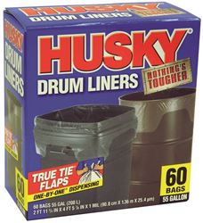 Husky HK55WC060C Drum Liner, 55 gal, Plastic, Clear 