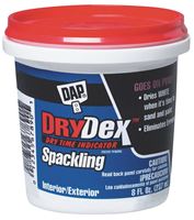 DAP Dex Ready-to-Use Spackling Compound, 1/2 pt, Tub, White, Slight Acrylic, Paste 