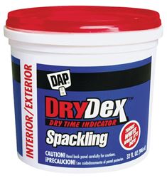 DAP Dex Ready-to-Use Spackling Compound, 1 qt, Tub, White, Slight Acrylic, Paste 