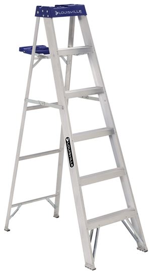Louisville AS2106 Step Ladder, 6 ft H, Type I Duty Rating, Aluminum, 250 lb, 5-Step, 124 in Max Reach