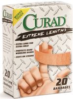 Curad CUR01101 Latex Free Sterile Adhesive Bandage, 20 Extra Long, 3/4 in W x 4-3/4 in L, Fabric, Brown 
