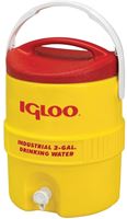 Igloo 400 Commercial Heavy Duty Water Cooler, 2 gal, Polyethylene, Safety Yellow Body/Red Lid 