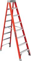Louisville FS1508 Step Ladder, 8 ft H, Type IA Duty Rating, Fiberglass, 300 lb, 7-Step, 147 in Max Reach 