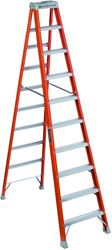 Louisville FS1510 Step Ladder, 10 ft H, Type IA Duty Rating, Fiberglass, 300 lb, 9-Step, 170 in Max Reach 