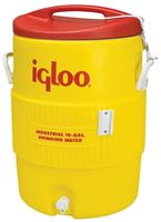 Igloo 400 Commercial Heavy Duty Water Cooler, 10 gal, Polyethylene, Safety Yellow Body/Red Lid 