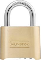 Master Lock 175D Resettable Combination Padlock, 5/16 in Dia, 1 in H x 1 in W, Brass, Silver 